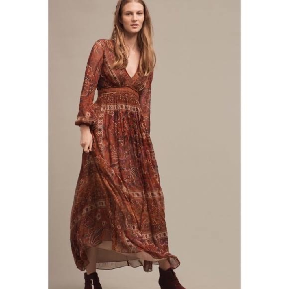 Anthropologie Rust Maxi Dress